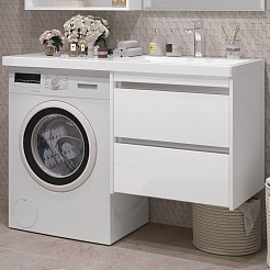 Opadiris Тумба с раковиной Фреш 120 R под стиральную машину подвесная белая – фотография-1